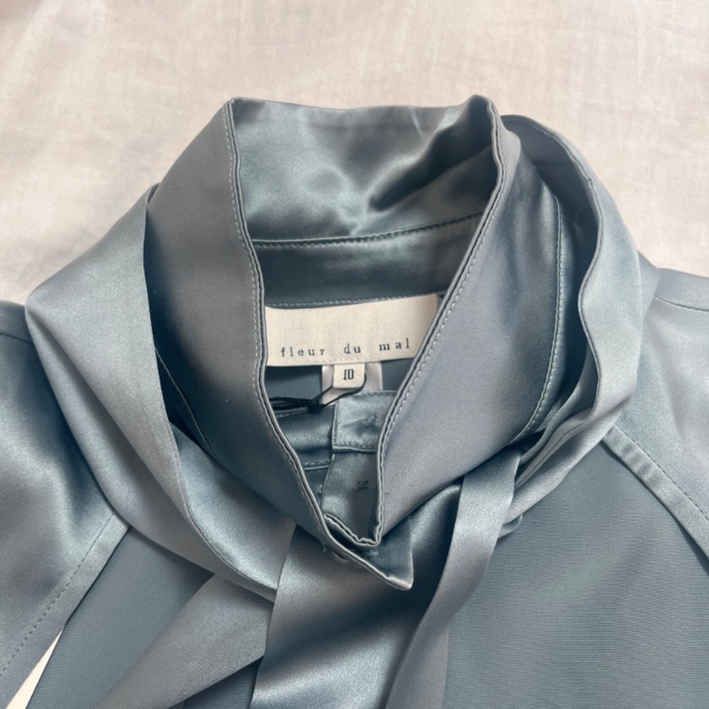 Fleur du Mal Tie Neck Décolleté Silk Dress - Picture 9 of 10